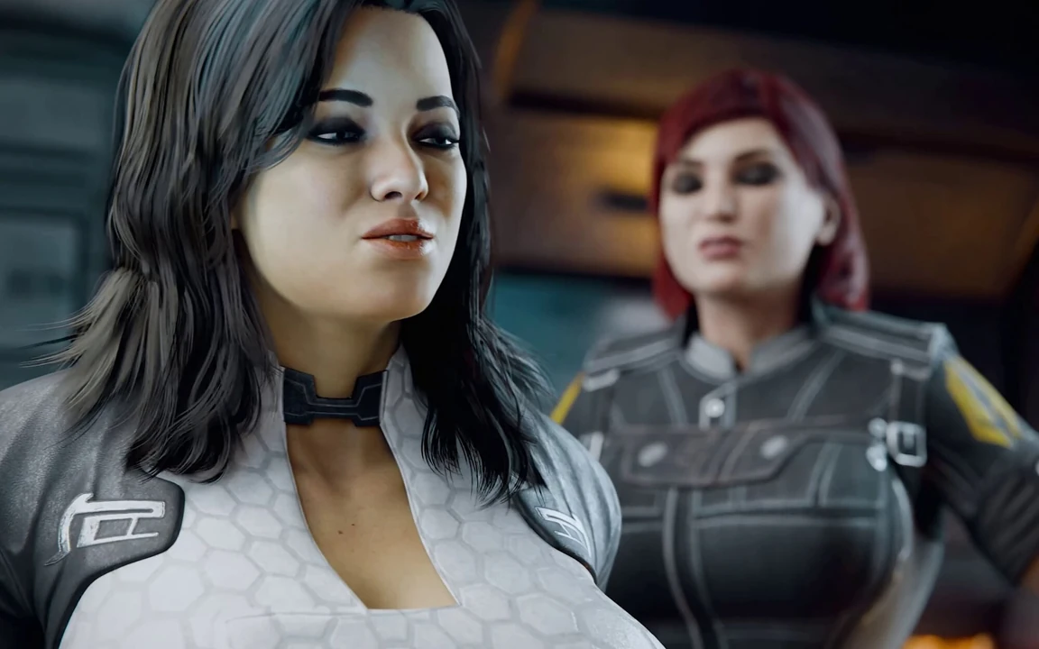 Kütle etkisi 3D: kızıl saçlı futa femshep, meme sikişi ve miranda ile çifte basın