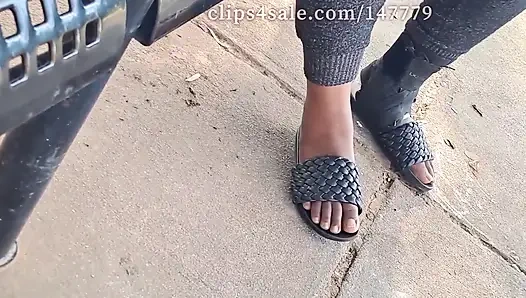 Hot Fudge Tasty Feet Left Foot Wrapped at the Bus Stop