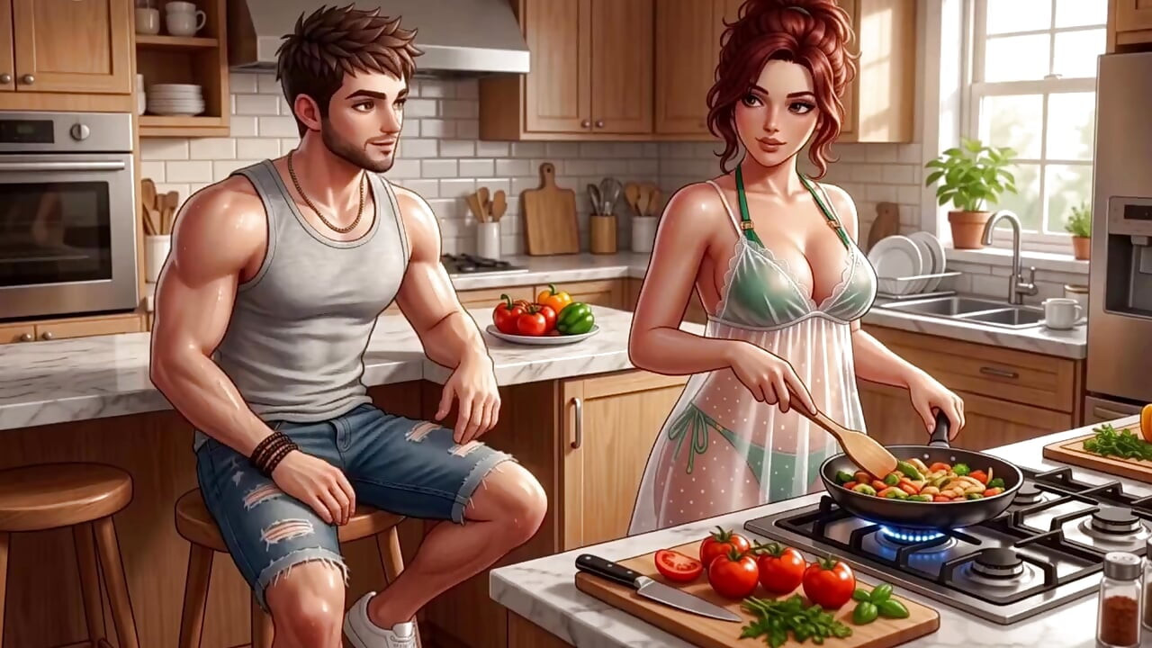 Horny Stepmom Can't Resist Stepson's Cock in the Kitchen