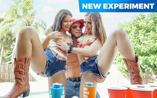 Parti kızları Bailey Base ve Michelle Anderson havuz başında vahşi oyun içiyor