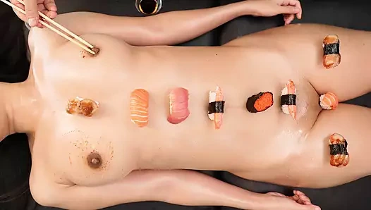 Yaramaz iş için Japon suşi kız servisi