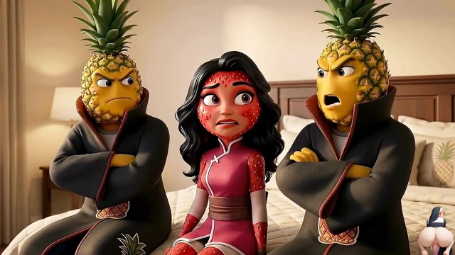 Meyve dizisi: bölüm 3 - sevimli çilekli kız ve ananas kızı şehvetli yapay zeka hentai'lerini paylaşıyor