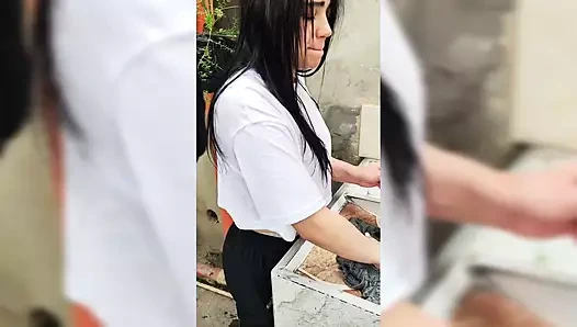 We take advantage of the fact that we are left alone at home with my Cousin-in-Law