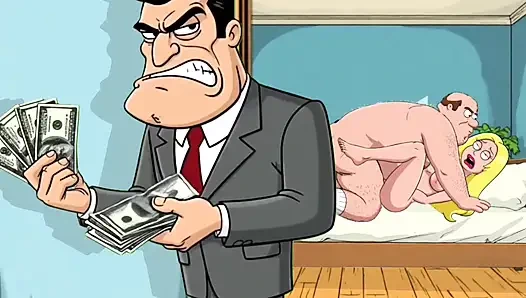 Aldatılan koca, karısının sevgilisiyle aldattığı için öfkeli. Karikatür