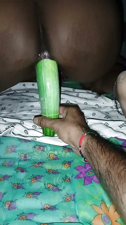 Desi sister-in-law put whole cucumber in