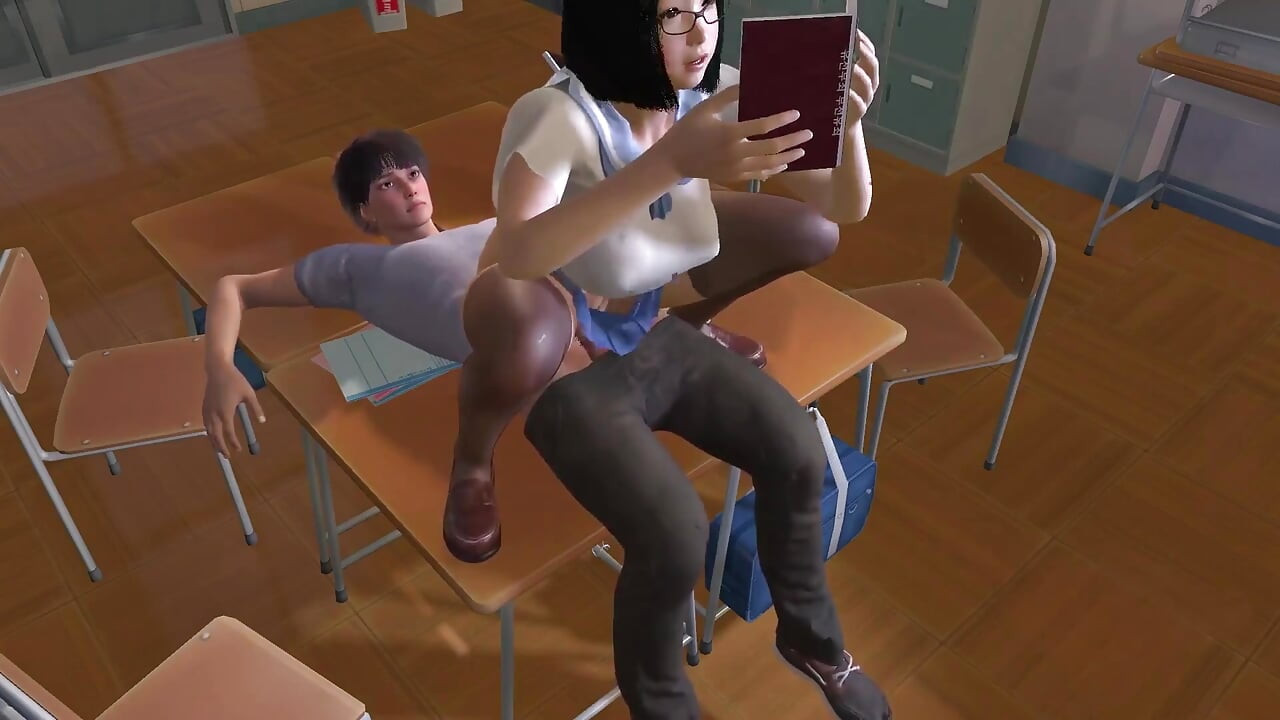 Asyalı kız arkadaşının üstünde ders çalışıyor : 3 boyutlu hentai