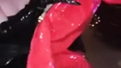 Kırmızı lateks overknees