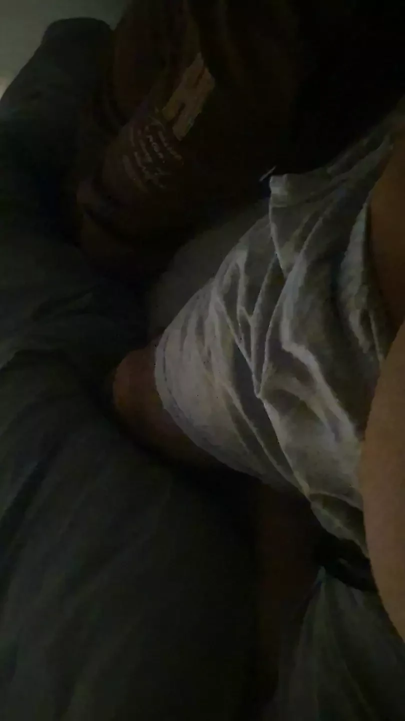 Step mom in darkness slip hand into step son dick touching his cock