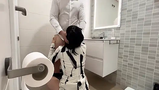 I tell the restaurant waiter that I'll wait for him in the bathroom to fuck him and give him a blowjob until he finishes cumming