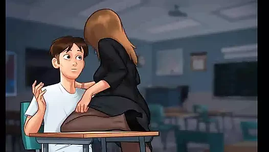 Yaz mevsimi efsanesi: Fransız orta yaşlı seksi profesör öğrencisini sandalyesinde öpüyor bölüm 85