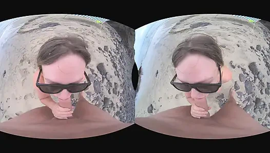 VR Outdoor POV Blowjob on the Public Beach