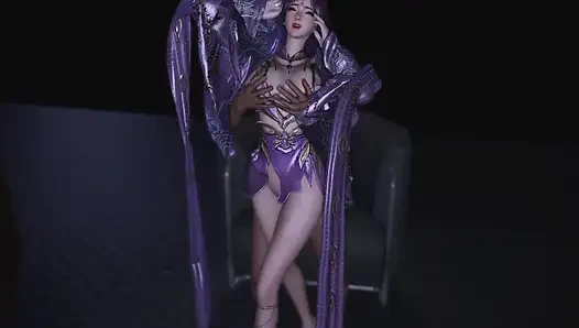 3 boyutlu azgın kostümlü sürtük ıslak amını büyük yarakla çok sert siktiriyor