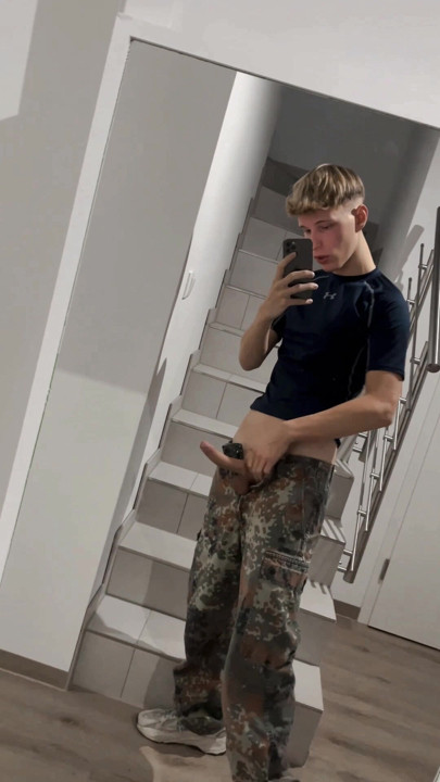 German blonde boy from the Bundeswehr is horny