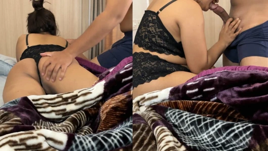 Hintli azgın üvey kız kardeşini sert yarakla sikiyor