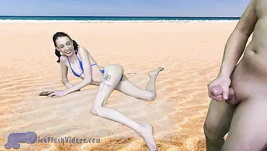 Minyon genç kız Aria Haze plajda cfnm'de yarak teşhiri yapıyor