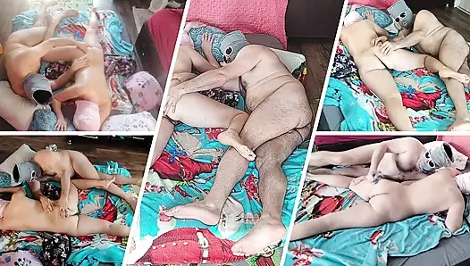 Foreplay in the bedroom with an amateur couple.