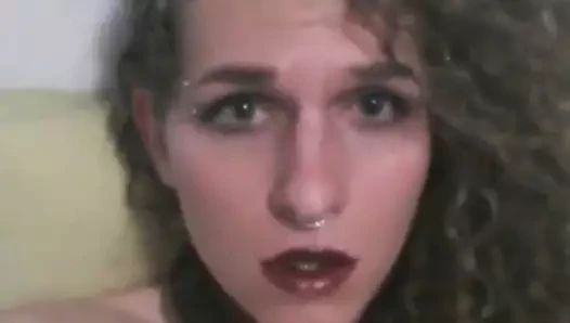 Hot young trap jerks cock close-up