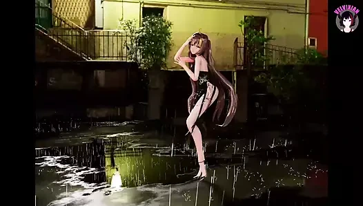 Bingtang - yağmurla dans eden seksi siyah elbise