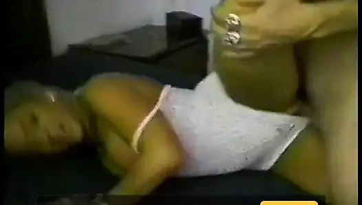 Tanned vintage MILF with hairy pussy gets facial after pussy fucking