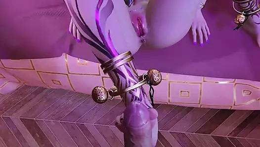 3 boyutlu büyük memeli Asyalı kostümlü sürtük sert ayakla muamele seks yapıyor