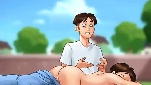 Yaz mevsimi efsanesi: genç erkek avcısı olgun orta yaşlı seksi kadın arka bahçesinde genç adamı baştan çıkarıyor bölüm 108