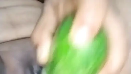 Hintli ateşli amcığım salatalık orgazmı ile sikişiyor