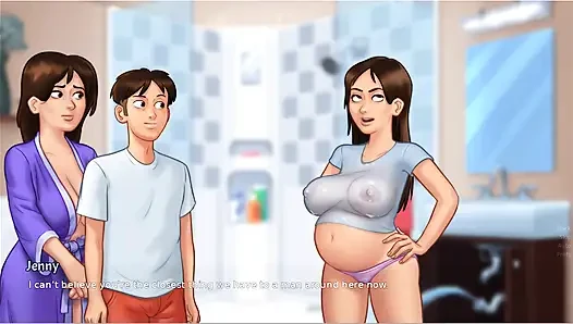 Yaz mevsimi efsanesi - oyun - rol yapma - ıslak gömlekli hamile genç kız ve genç kızın fotoğraf çekimi