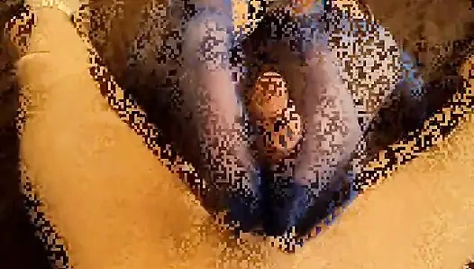 Mavi çoraplı topuklu seks - ayakla muamele