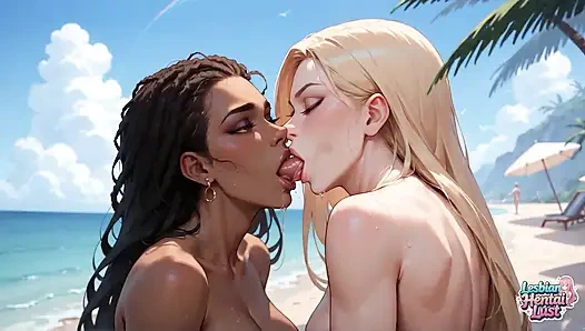 Ocean breeze kucaklama: plaj kenarında güneşlenen baştan çıkarma