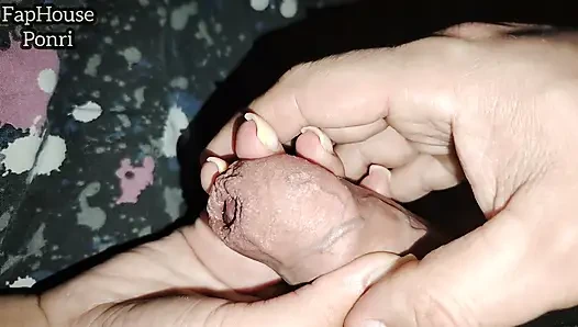 Secretly Used His Stepsister's Hand and Cum on Her Palm
