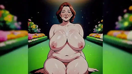 Çizgi film olgun kadınlar bahçede çıplak