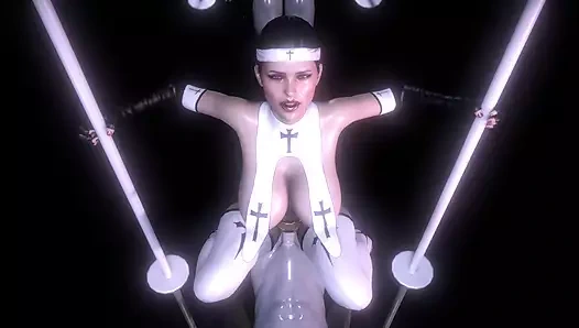 Yaramaz rahibe dildo kovboy kızın üstüne biniyor