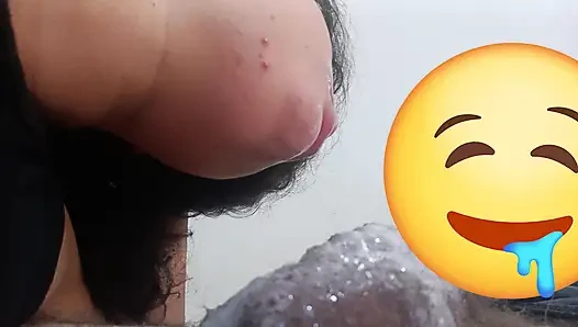 POV AND EXTREME CLOSE UP OF THIS BITCH, WHO SUCKS HARD TO THE STALK