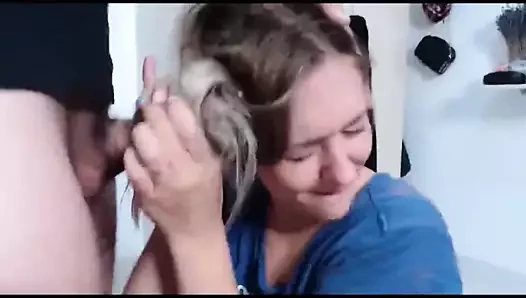 Seksi sarışın hairjob, oral seks ve saça boşalmak, uzun saç