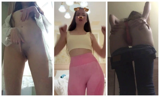TikTok Compilation Part 5: Naked Brunette Dancing Without Lingerie, Short Skirt And Stockings, Thong, Striptease, Leggings, Trendy Dancing