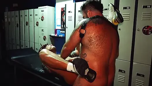 Locker Room Tattooed Bear Drills Deep Bareback