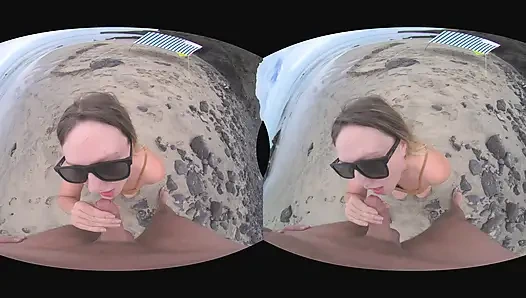 VR Outdoor POV Blowjob on the Public Beach