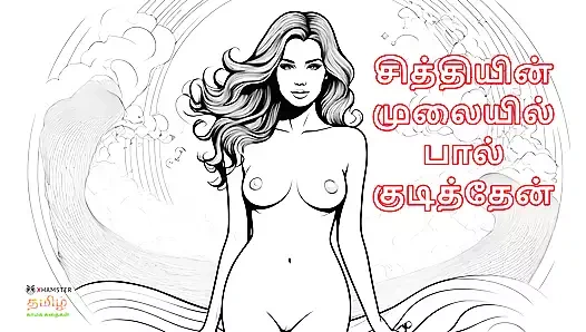 Tamil seks hikayesi - azgın Tamil üvey anne ile sütlü baştan çıkarma - büyük memeli chithi ile emzirme fantezisi