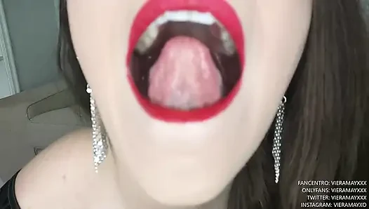 Seksi açık ağız ve boğaz fetişi eğlencesi