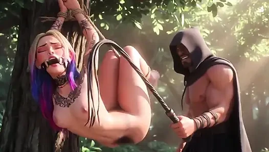 Çaresiz bağlı feminist - baskın adam tarafından şiddetli kırbaçlama