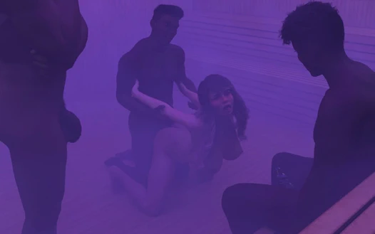 Yaramaz komşular - v0.60 - üç zenci yabancı susan'ı saunada büyük zenci yarağıyla sikiyor