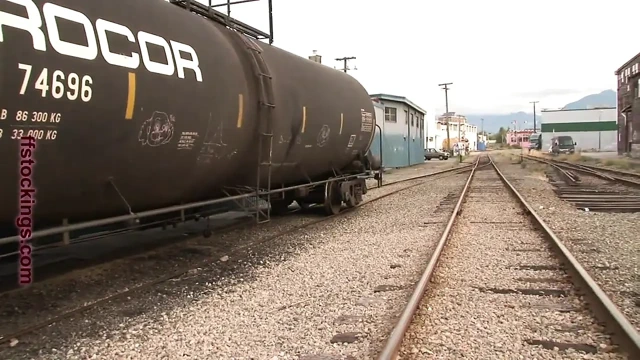 Train Tramp, in Layered Nylons - Nylon Slut Sneaks Into Railway Yard