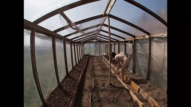 Serada çalışan çıplak ev hanımı