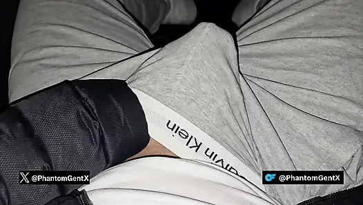 German boy with precum in gray CK jerks off in the car until fat cumshot - PhantomGentX
