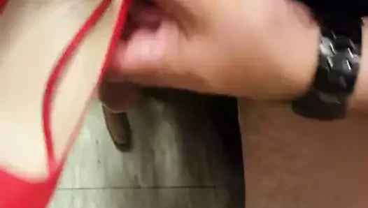 Ayakkabı sikme kırmızı burnu açık pompalar