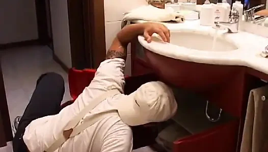 Cock riding thick BBW cougar loves to ride the younger plumbers big hard dick