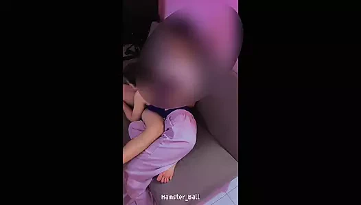 Blowjob Boyfriend's Cock In Living Room Until Naked