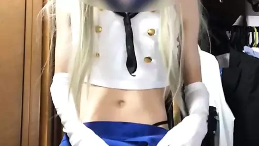 Japon crossdresser nicola mastürbasyon yapmak içinde shimakaze cosplay
