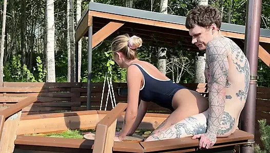 Risky Forest Bath Quickie - Almost Caught Fucking