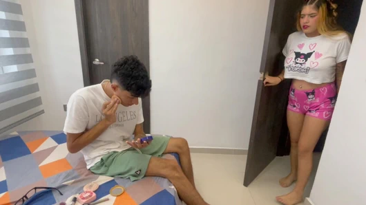 My stepsister seduces me by trying to make me look gay and I show her that I'm not.